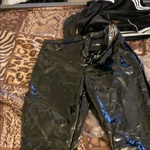 Black high waist latex pants